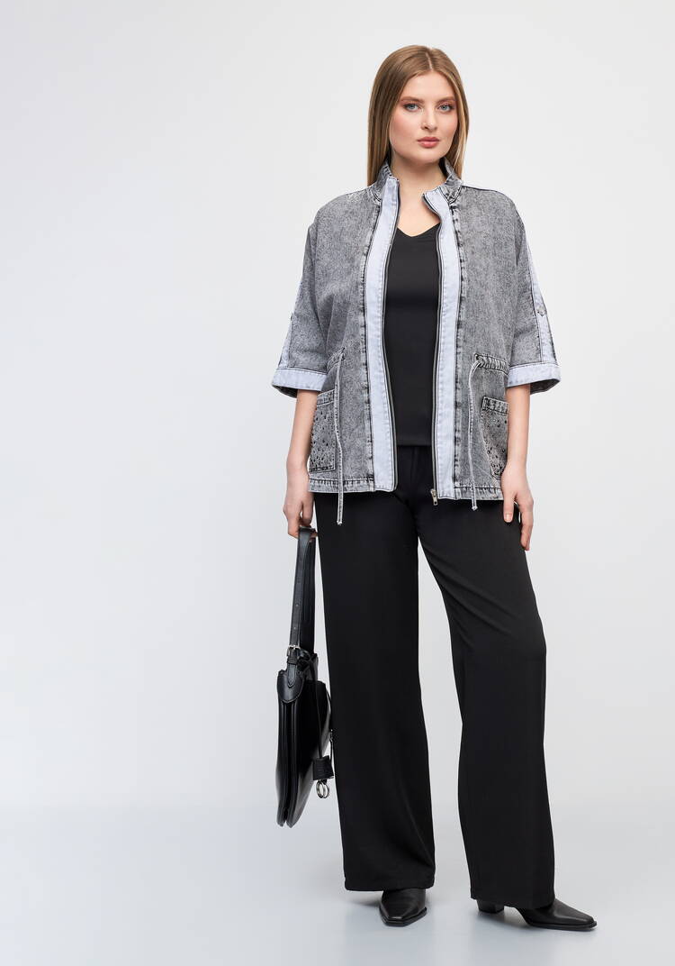 Джинсовая куртка на молнии со шнурками шир.  750, рис. 2