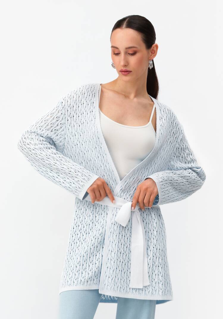 Кардиган ажурной вязки шир.  750, рис. 1
