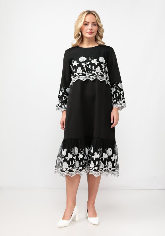 Платье А-силуэта с ажурной кокеткой шир.  580, рис. 10