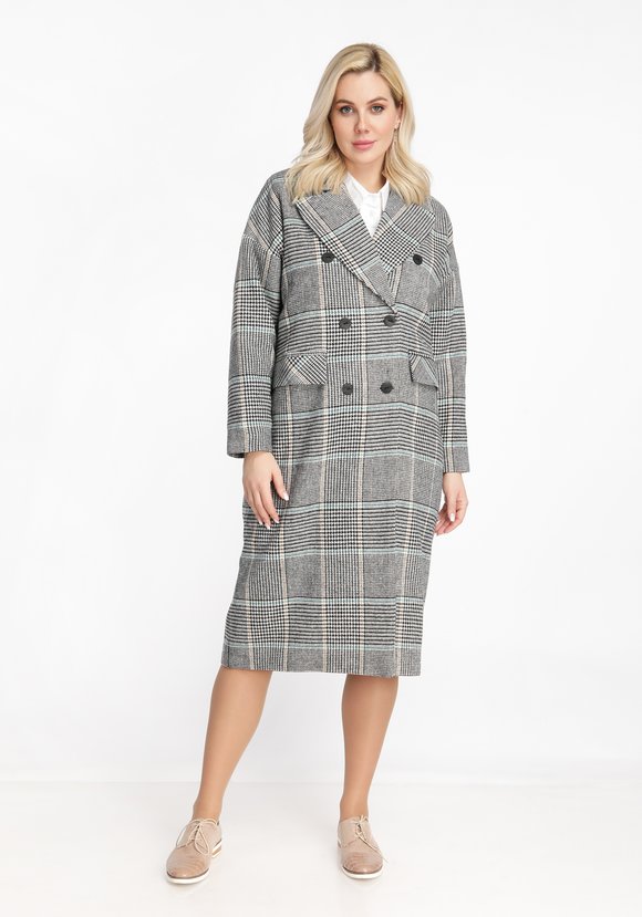 Пальто со спущенной проймой в клетку шир.  580, рис. 1