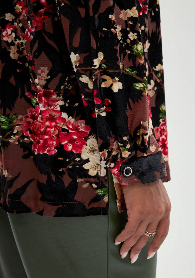 Блуза с цветочным принтом из бархатa шир.  750, рис. 6