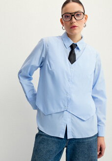 Блуза с имитацией жилетки свободного кроя