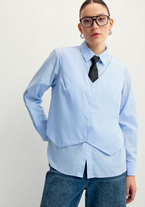 Блуза с имитацией жилетки свободного кроя