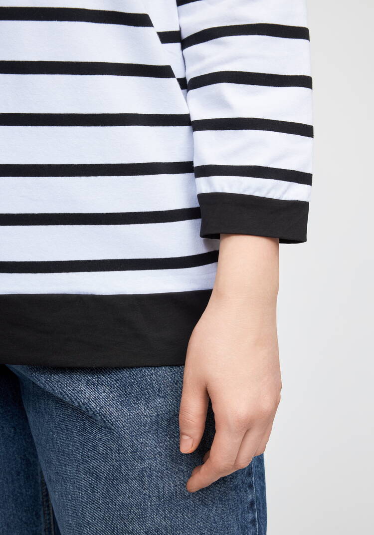 Поло в полоску с декоративной пуговицей шир.  750, рис. 5