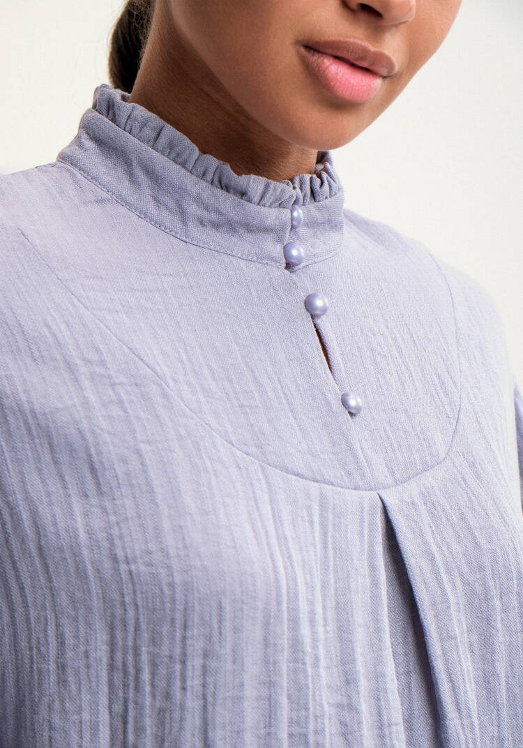 Блуза свободного кроя с рюшей по вороту шир.  750, рис. 5