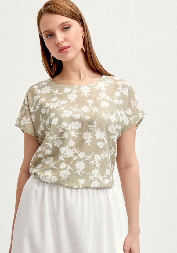 Блуза с коротким рукавом изо льна шир.  580, рис. 1