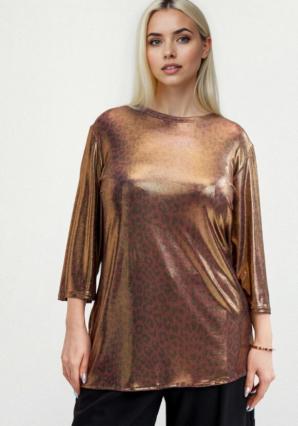 Блуза из ткани с голографическим принтом шир.  580, рис. 29