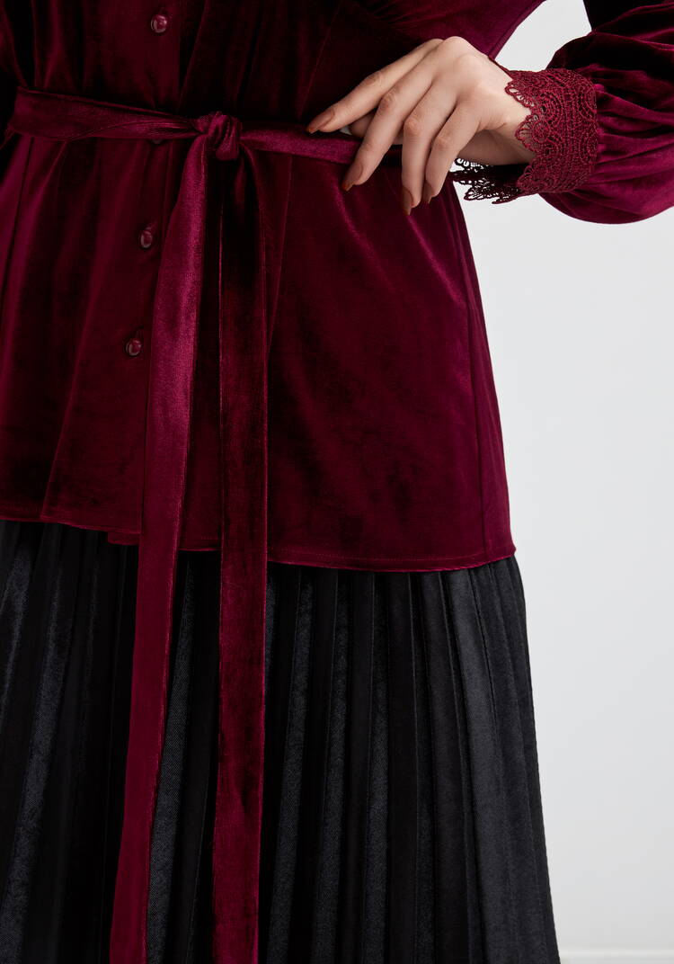 Блуза бархатная со вставками из кружева шир.  750, рис. 18