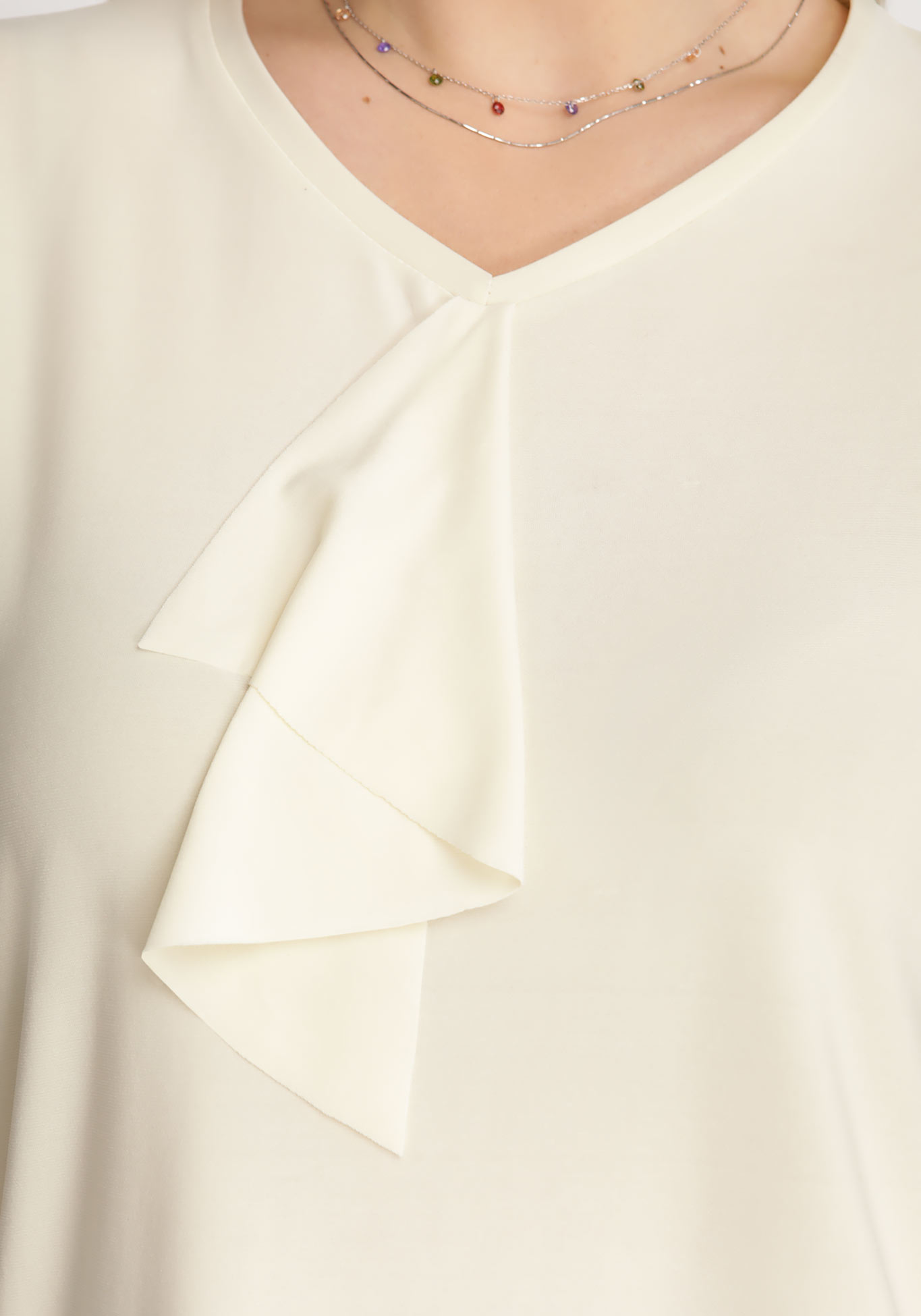 Блуза с воланом спереди, размер 50, цвет белый - фото 4