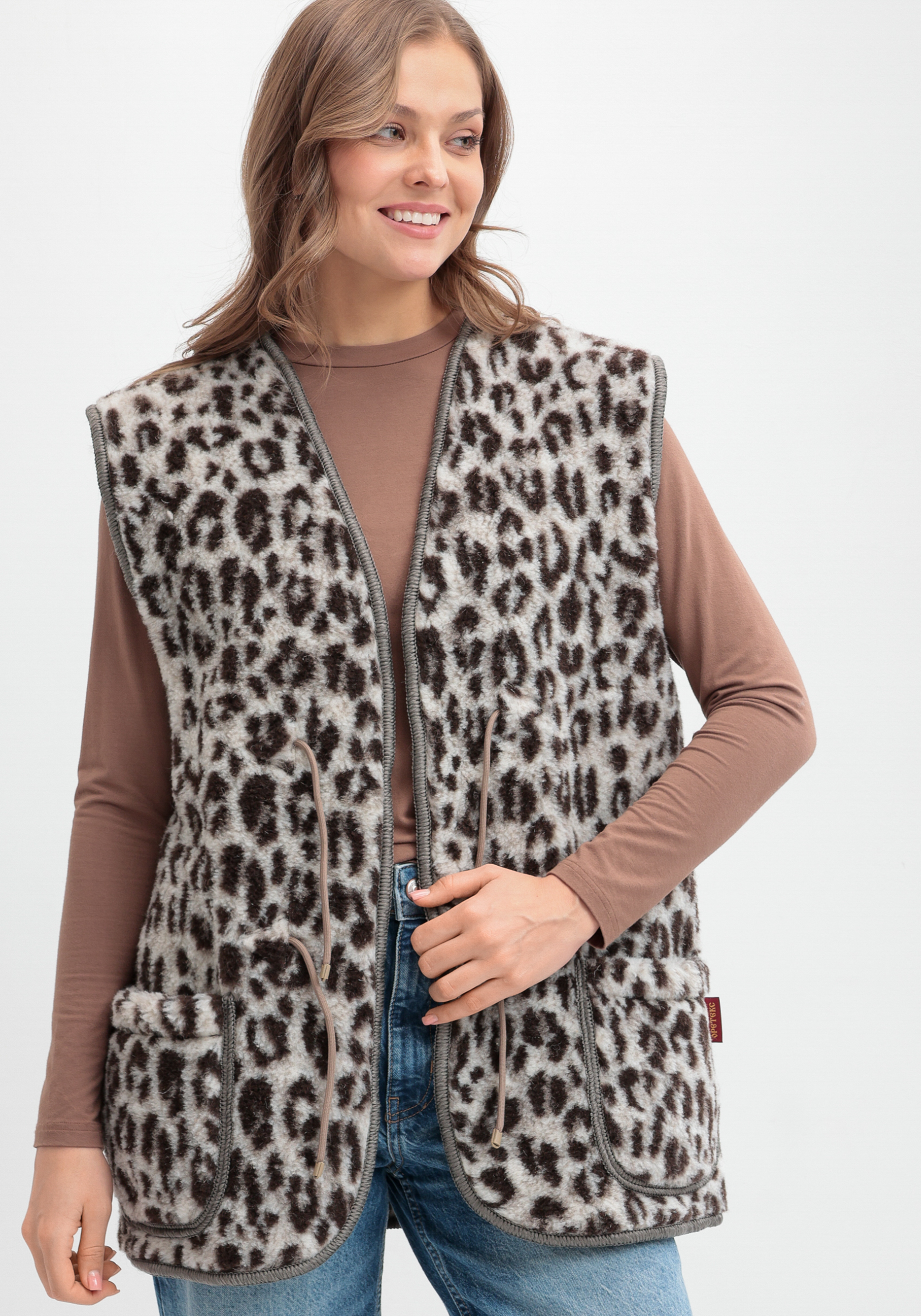 

Жилет из овечьей шерсти "Меринос", Леопард