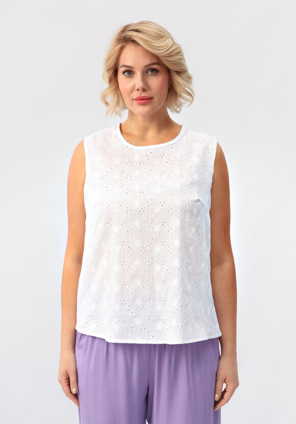 Майка ажурная из шитья с круглым вырезом шир.  580, рис. 4