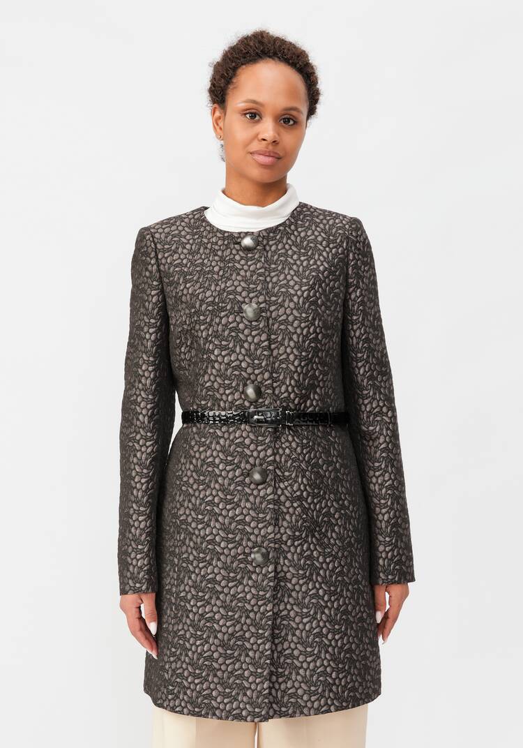 Жаккардовое пальто без воротника шир.  750, рис. 4