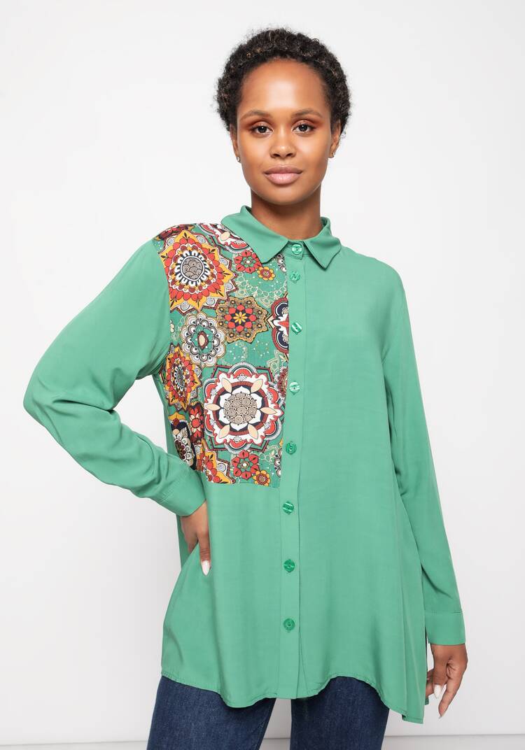 Рубашка оверсайз с декоративной отделкой шир.  750, рис. 6