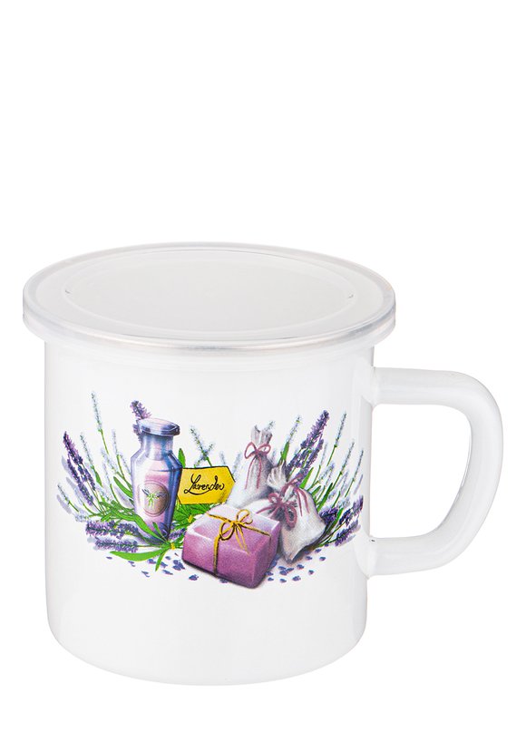 Кружка эмалированная с пластиковой крышкой шир.  580, рис. 1