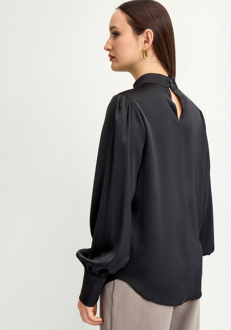 Блуза шелковая с пуговицами на вороте шир.  750, рис. 3