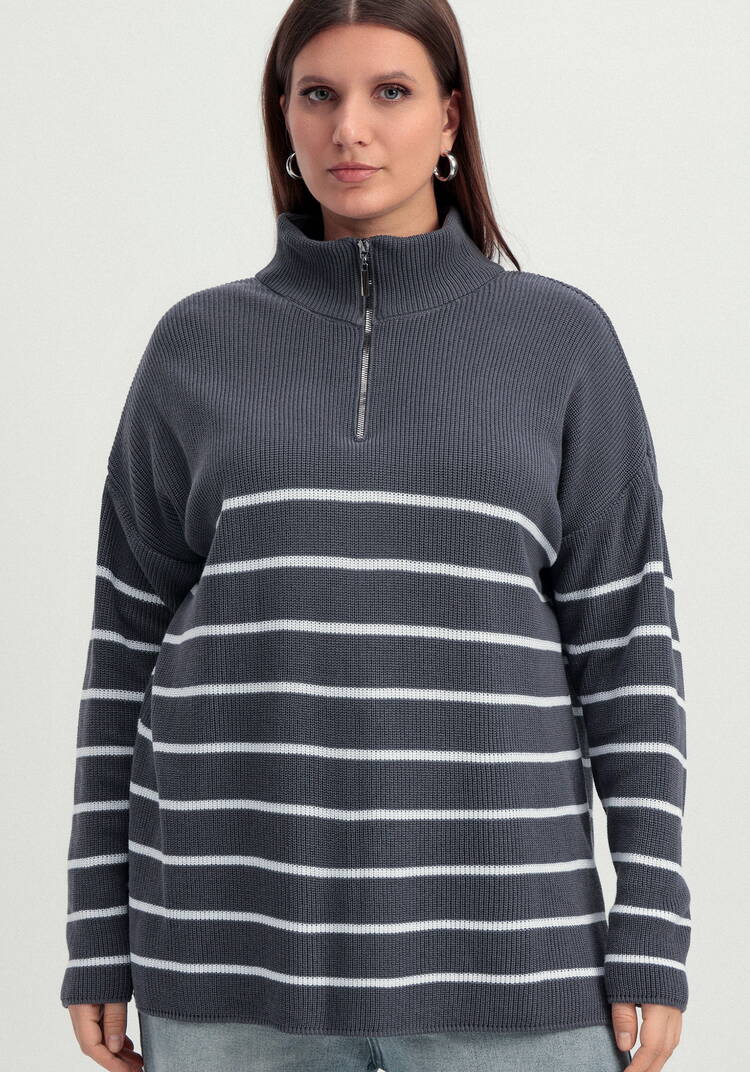 Джемпер в полоску с воротником-поло на молнии шир.  750, рис. 29