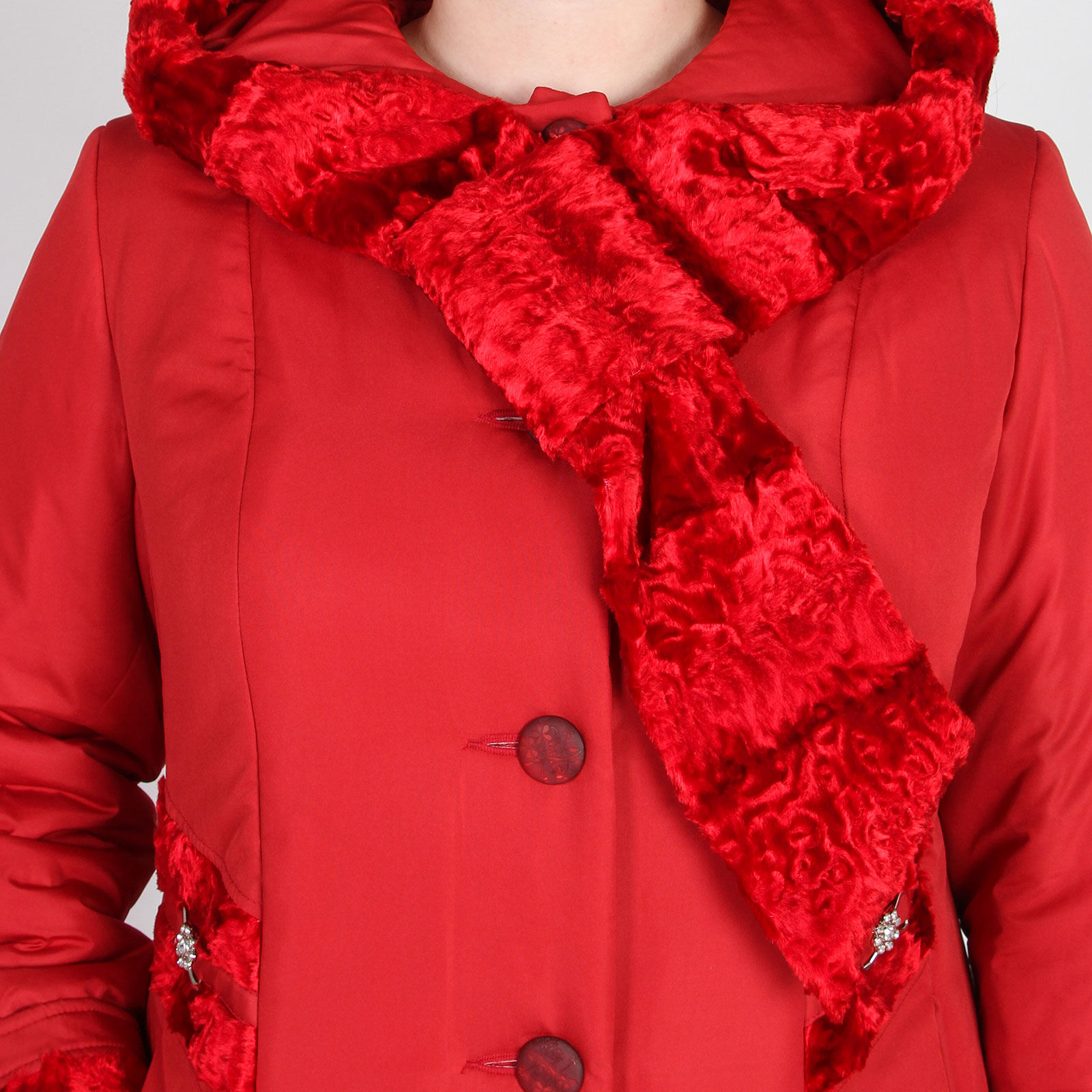 Куртка с декоративными вставками Mio Imperatrice, размер 60, цвет красный - фото 8