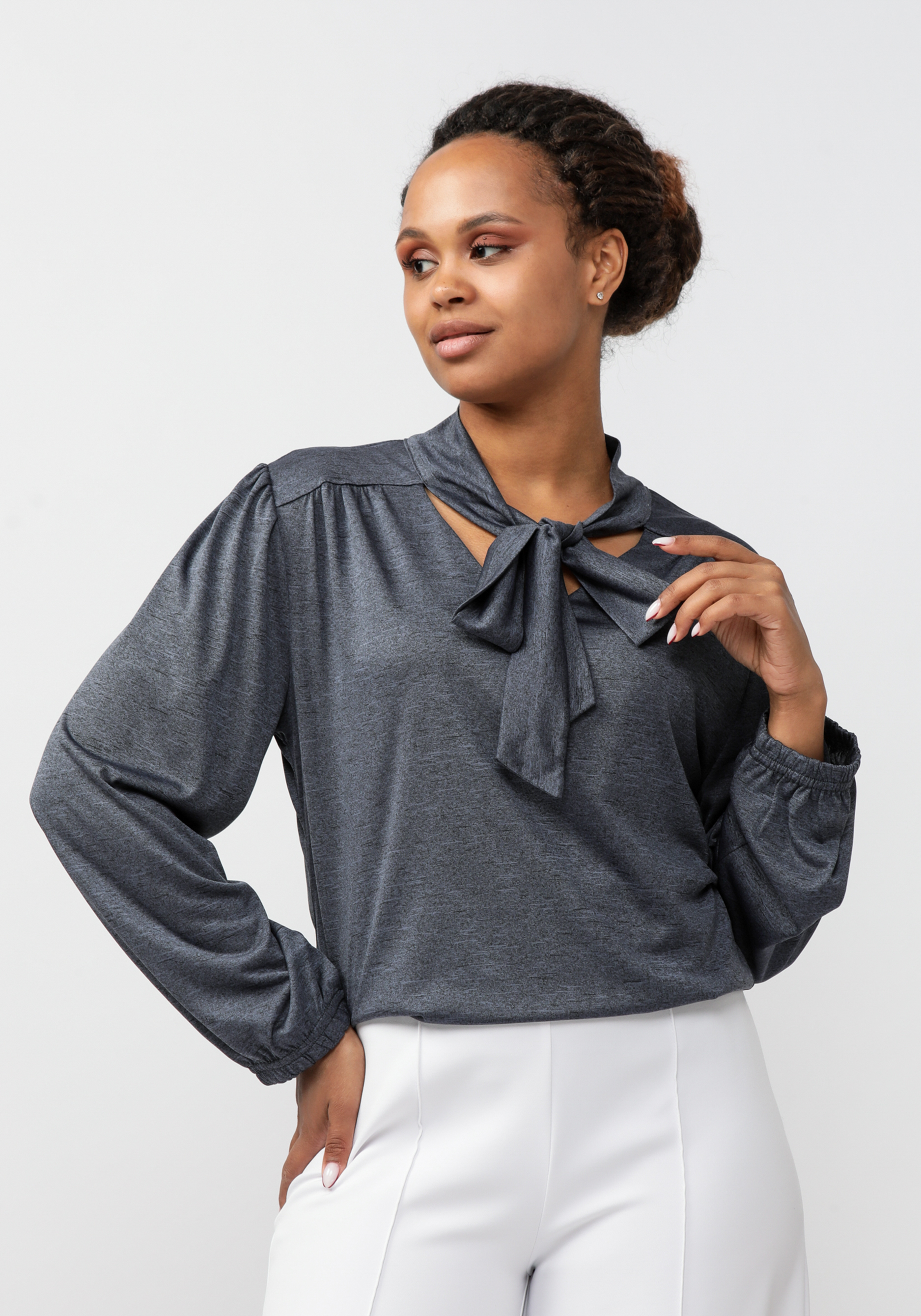 Блуза "Котена" Синель, цвет серый, размер 56 - фото 6