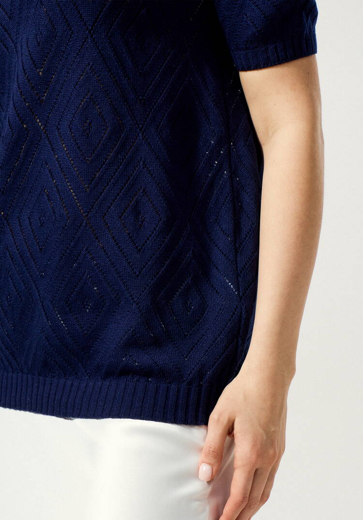 Джемпер с коротким рукавом ажурный шир.  750, рис. 32