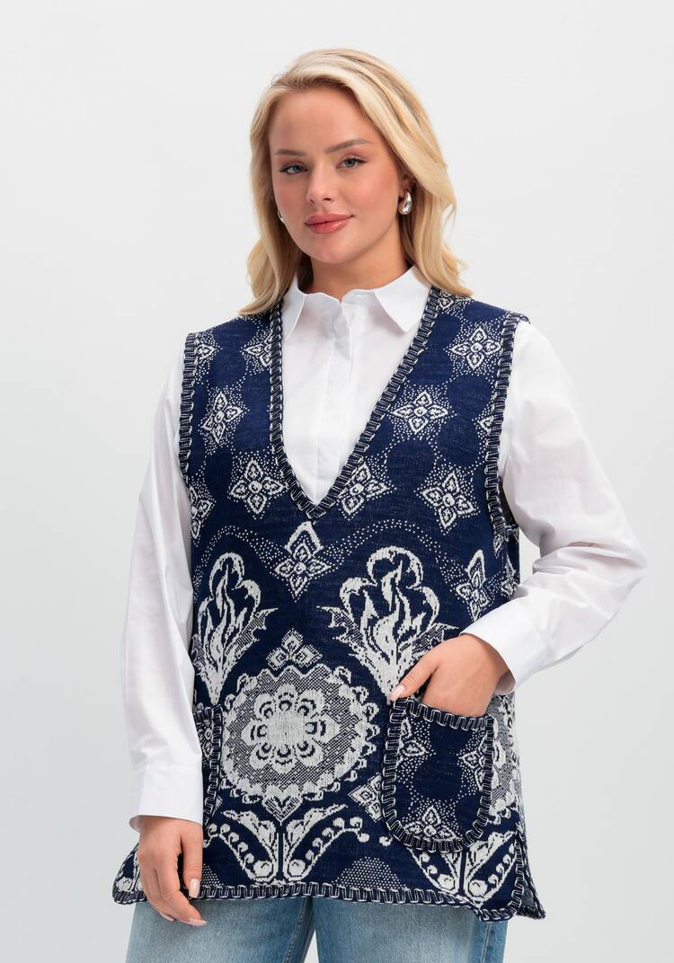 Жилет из шерсти Ласковое тепло шир.  750, рис. 36