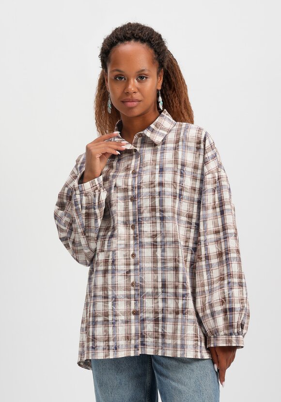 Рубашка в клетку свободного кроя шир.  580, рис. 1