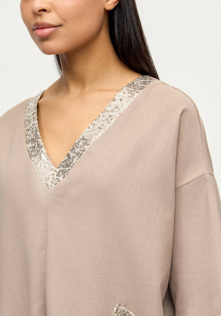 Блуза изо льна с паетками шир.  750, рис. 14