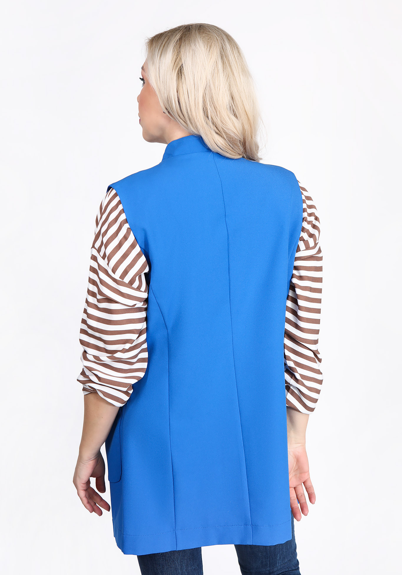 Жилет с оригинальным воротником и карманами Elletto Life, размер 46, цвет синий - фото 3