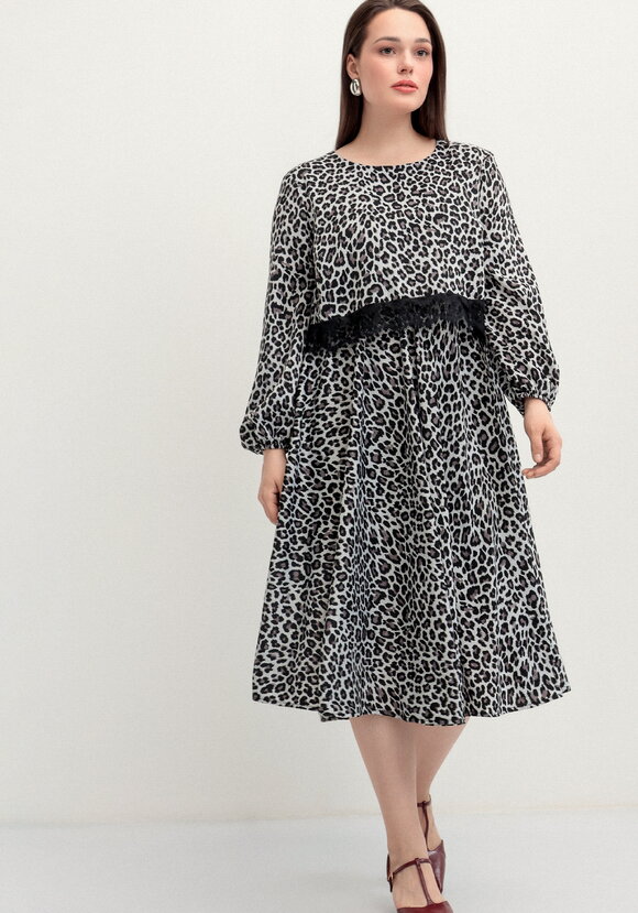 Платье из струящейся ткани с принтом леопард шир.  580, рис. 18