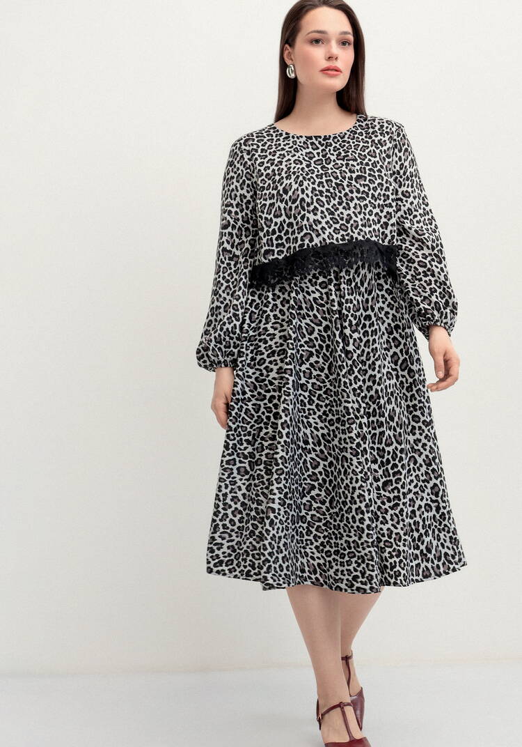 Платье из струящейся ткани с принтом леопард шир.  750, рис. 18