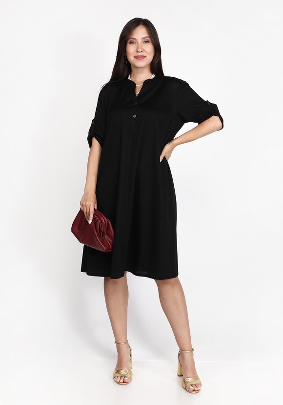 Платье-рубашка на пуговицах однотонное шир.  580, рис. 12