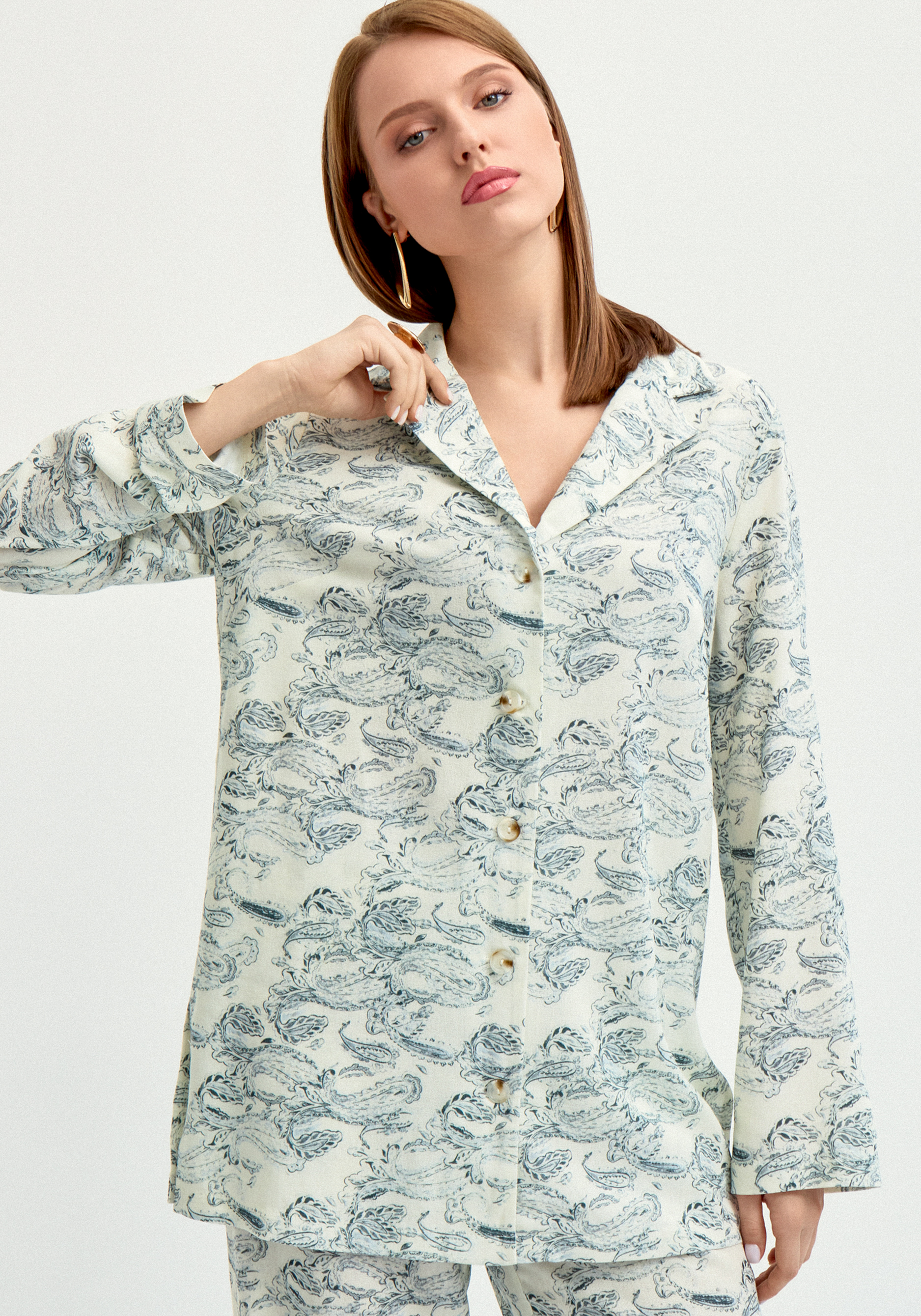 

Рубашка с длинным рукавом изо льна, Голубой