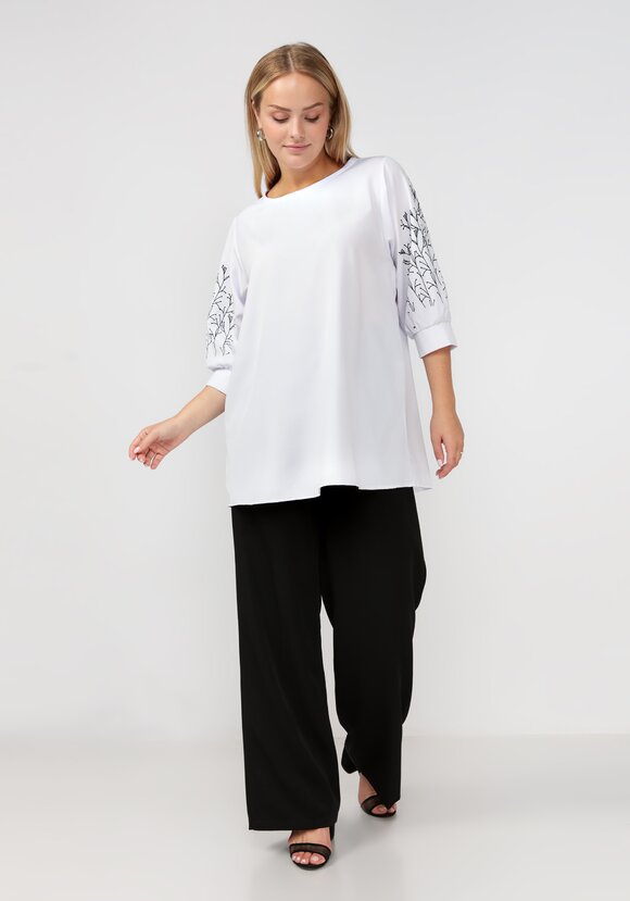 Блуза с оригинальным принтом на рукавах шир.  580, рис. 7