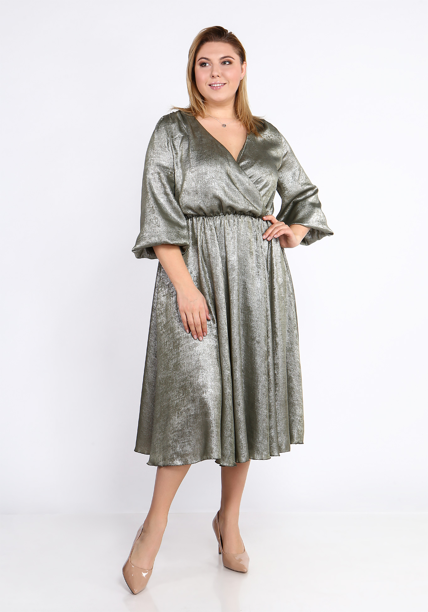 Платье с юбкой-солнце Vivienne Mare, размер 48, цвет серебряный - фото 6