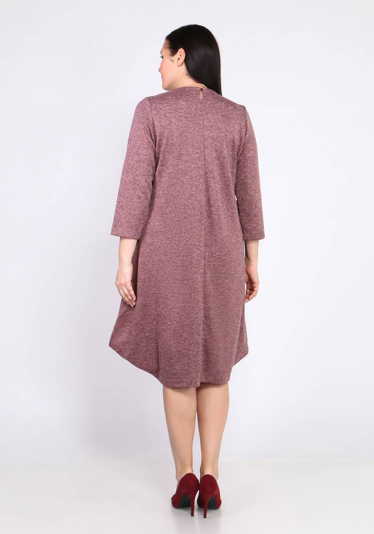 Платье-миди однотонное с длинным рукавом шир.  750, рис. 12