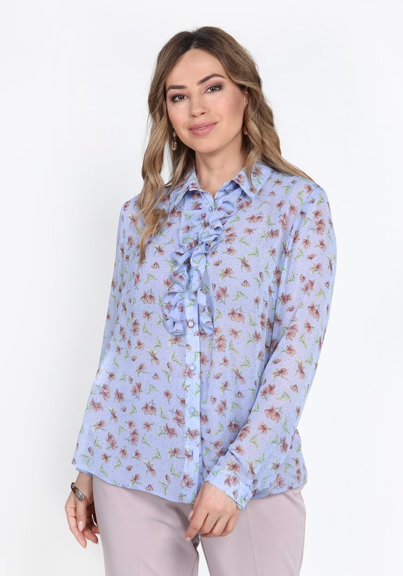 Блуза с рюшей на пуговицах шир.  580, рис. 2