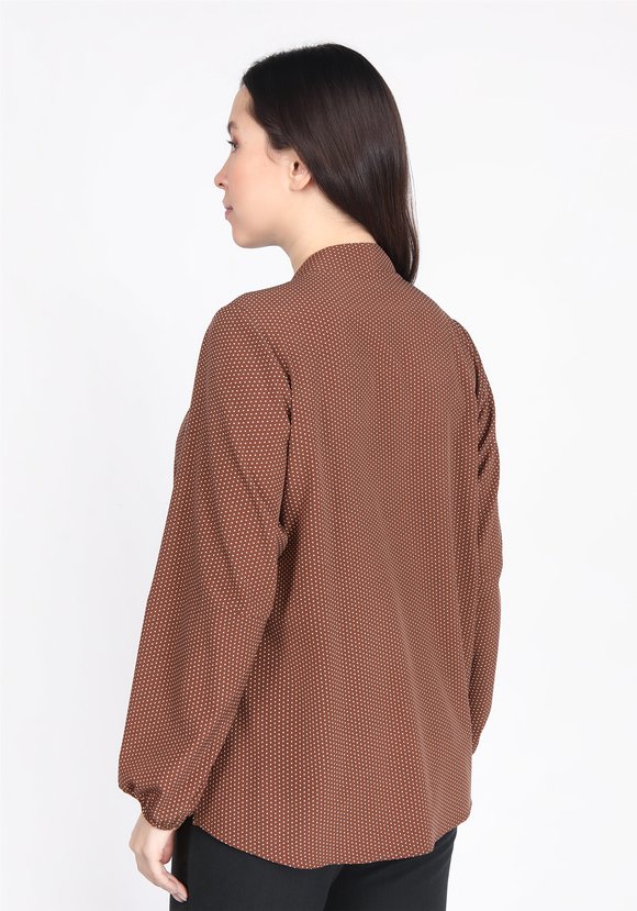 Блуза в горошек с бантом шир.  580, рис. 5