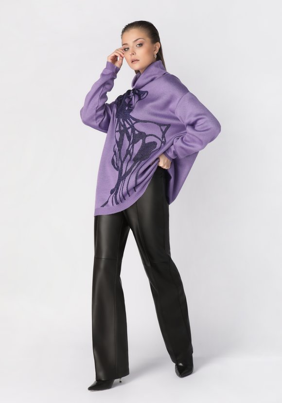 Туника женская с абстракцией и высоким горлом шир.  580, рис. 3