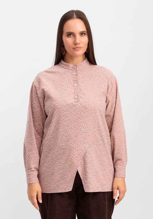 Блуза с воротником-стойкой свободного кроя шир.  580, рис. 11