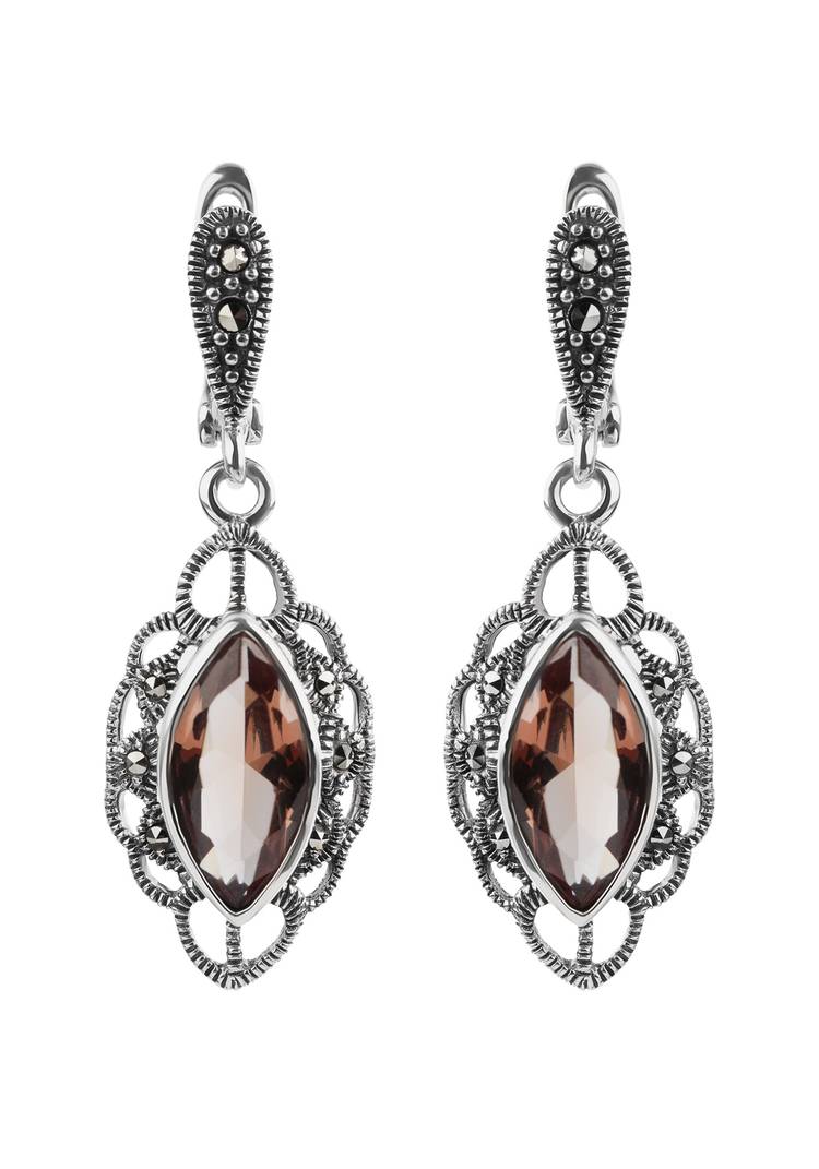 Серебряные серьги  Звезда востока шир.  750, рис. 1