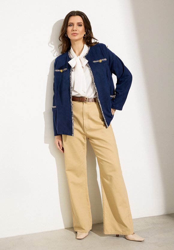 Жакет с тесьмой и декоративными пуговицами шир.  580, рис. 12