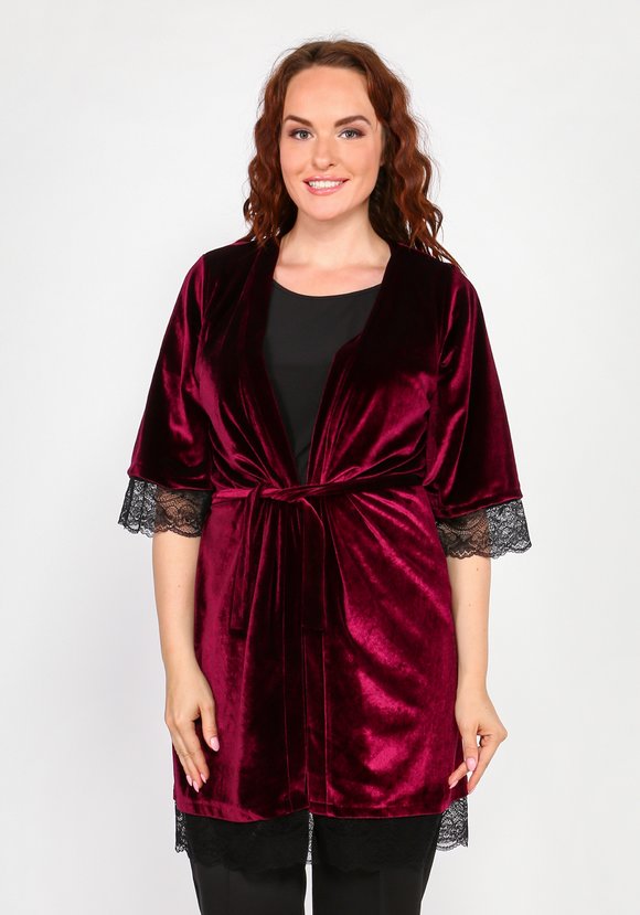 Кардиган велюровый с кружевом шир.  580, рис. 1