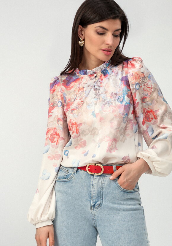 Блуза из принтованного искусственного шёлка шир.  580, рис. 1