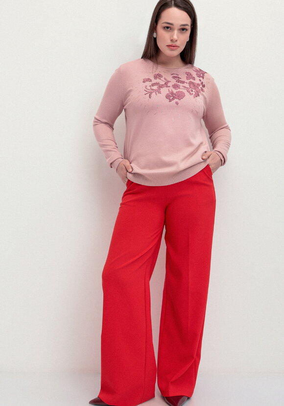 Джемпер с цветочной вышивкой и стразами шир.  580, рис. 16