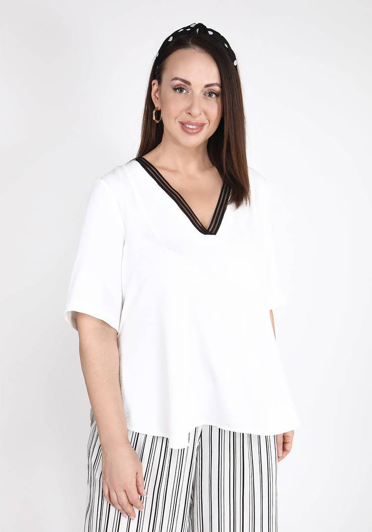 Блуза с коротким рукавом и отделкой на вороте шир.  750, рис. 5