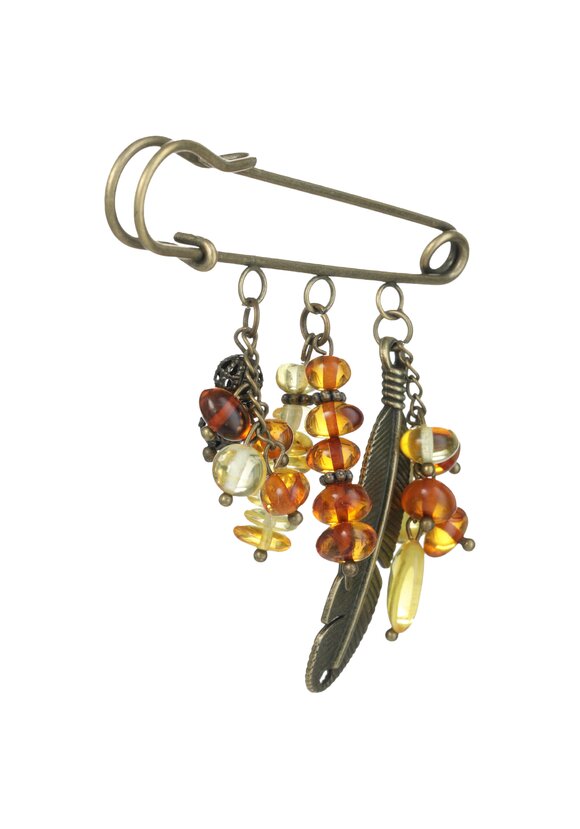 Брошь-булавка Янтарное пёрышко шир.  580, рис. 2