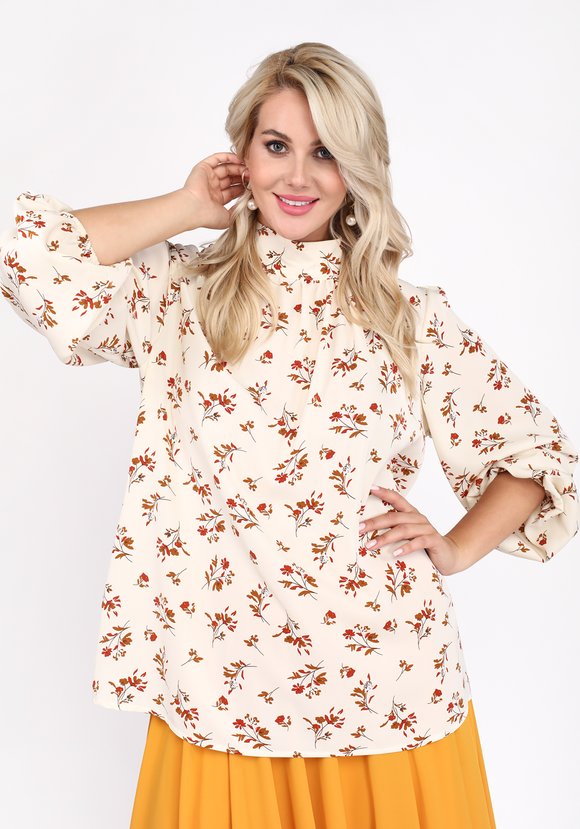 Блуза с воротником стойка и длинным рукавом шир.  580, рис. 4