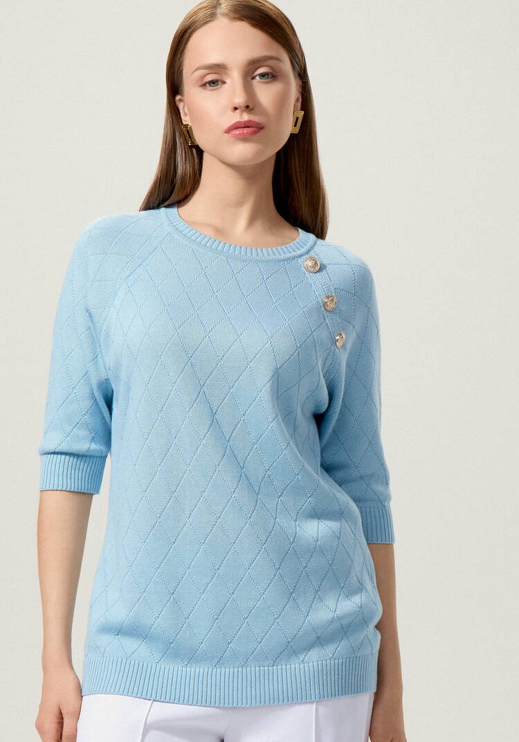 Джемпер с эффектными пуговицами по полочке шир.  750, рис. 11