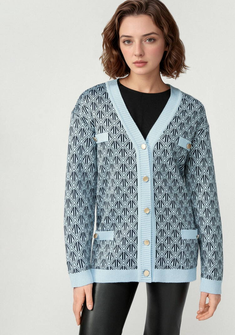 Кардиган удлиненный с графичным орнаментом шир.  750, рис. 18