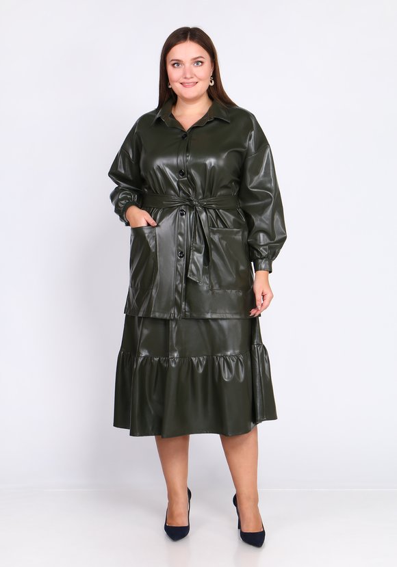 Юбка с воланом из эко-кожи шир.  580, рис. 11