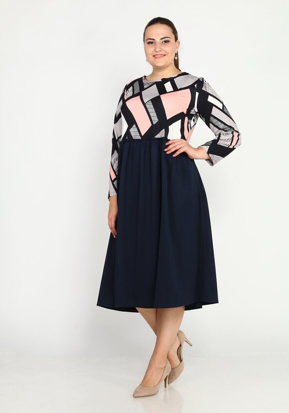 Платье контрастное миди шир.  580, рис. 5